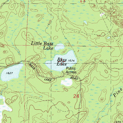 Topographic Map of Bass Lake, WI