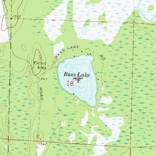 Topographic Map of Bass Lake, WI