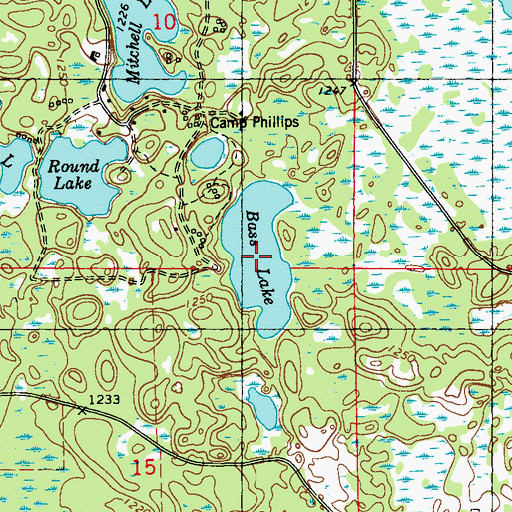 Topographic Map of Bass Lake, WI