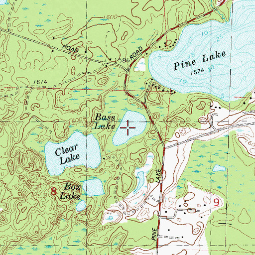 Topographic Map of Bass Lake, WI