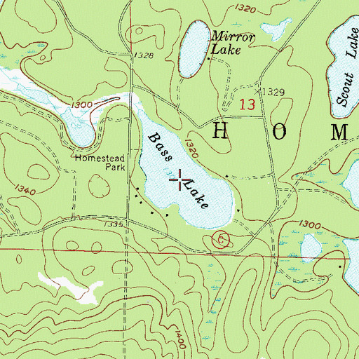 Topographic Map of Bass Lake, WI