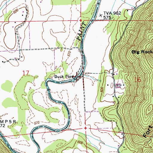 Topographic Map of Buck Ford, AL