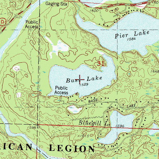 Topographic Map of Bass Lake, WI