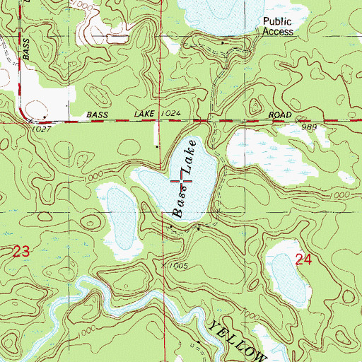 Topographic Map of Bass Lake, WI