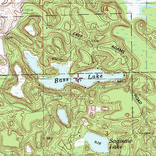 Topographic Map of Bass Lake, WI