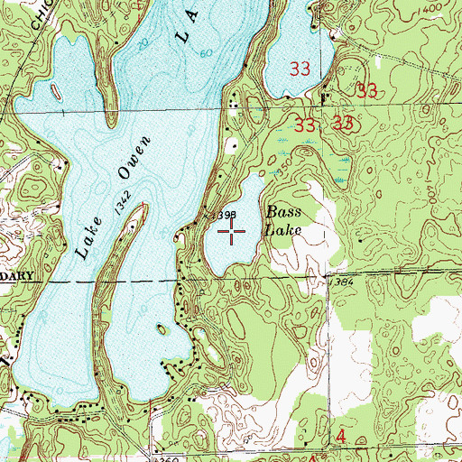 Topographic Map of Bass Lake, WI