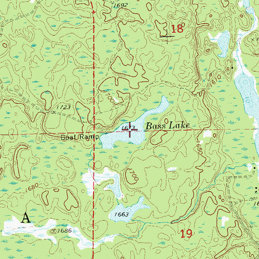 Topographic Map of Bass Lake, WI