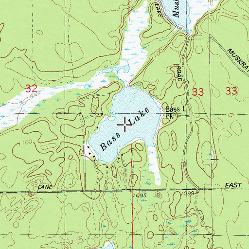 Topographic Map of Bass Lake, WI