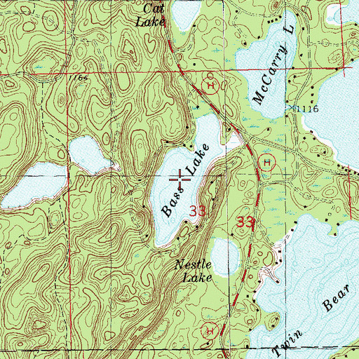 Topographic Map of Bass Lake, WI