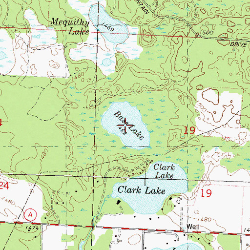 Topographic Map of Bass Lake, WI