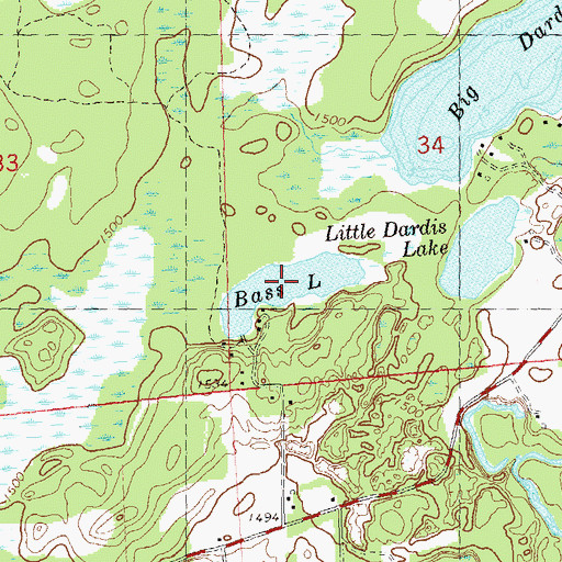 Topographic Map of Bass Lake, WI
