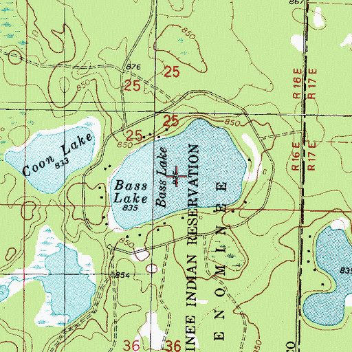 Topographic Map of Bass Lake, WI