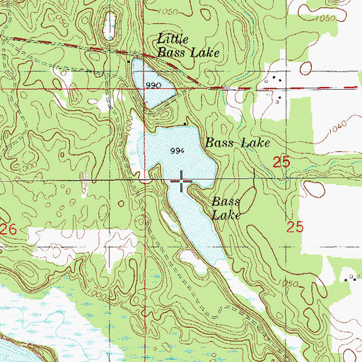 Topographic Map of Bass Lake, WI