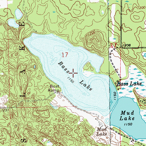 Topographic Map of Bass Lake, WI