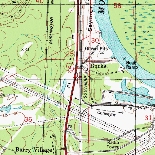 Topographic Map of Bucks, AL