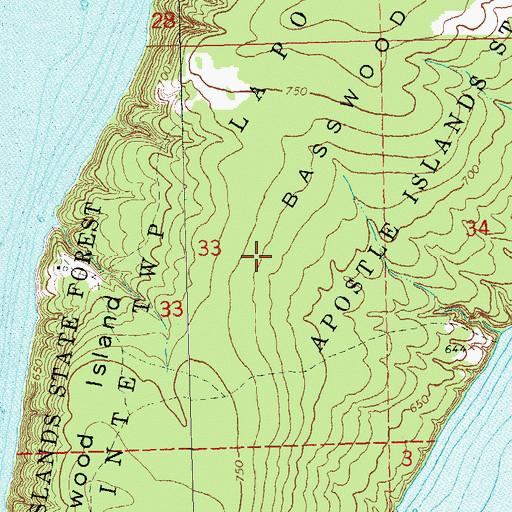 Topographic Map of Basswood Island, WI