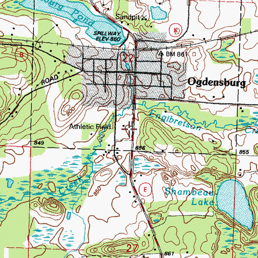 Topographic Map of Basteen Creek, WI