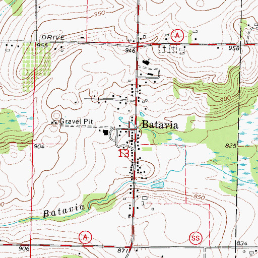 Topographic Map of Batavia, WI