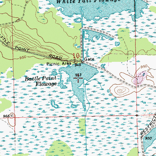 Topographic Map of Battle Point Flowage, WI