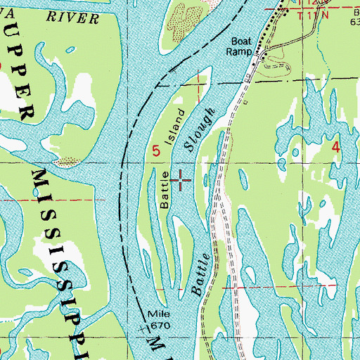 Topographic Map of Battle Slough, WI