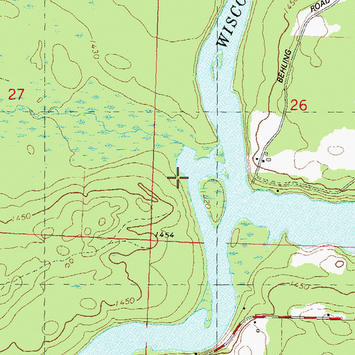 Topographic Map of Bauers Creek, WI