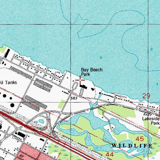 Topographic Map of Bay Beach Park, WI