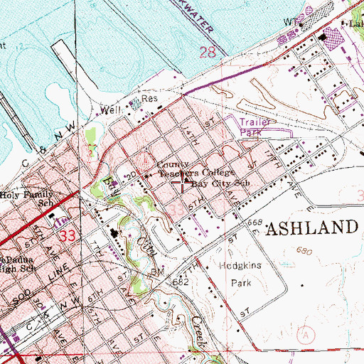 Topographic Map of Bay City School, WI