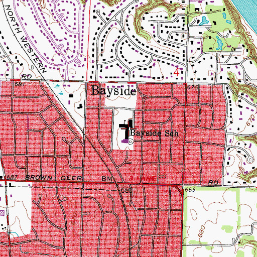 Topographic Map of Bayside, WI