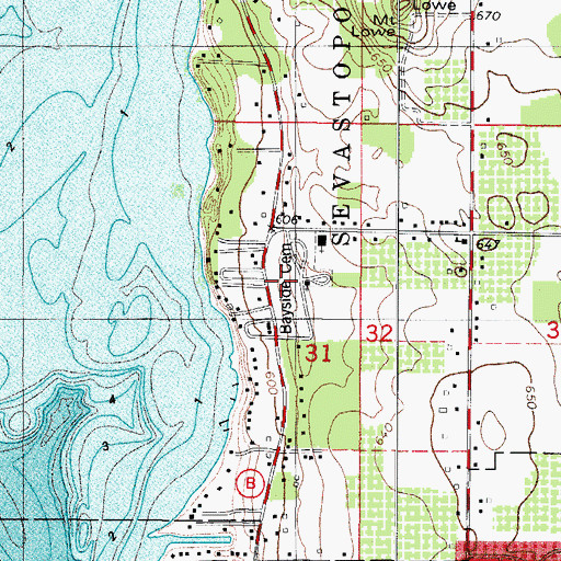 Topographic Map of Bayside Cemetery, WI