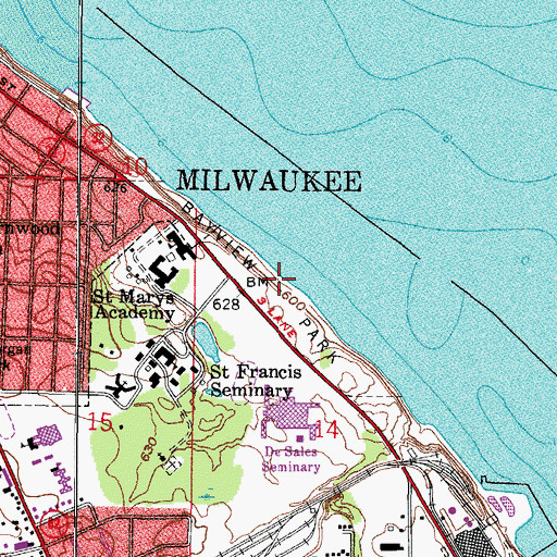 Topographic Map of Bayview Park, WI