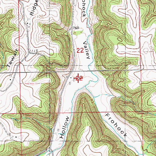Topographic Map of Bean Hollow, WI