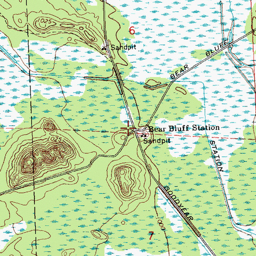 Topographic Map of Bear Bluff Station, WI