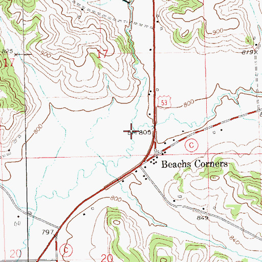 Topographic Map of Bear Creek, WI