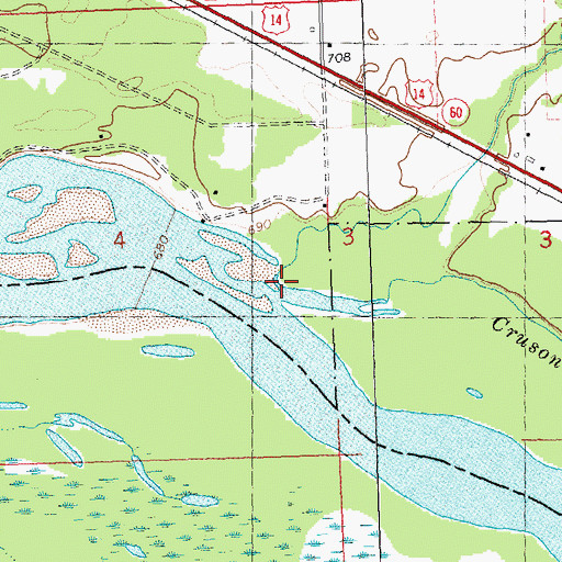 Topographic Map of Bear Creek, WI