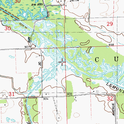 Topographic Map of Bear Creek, WI