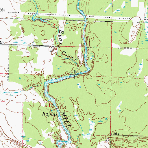 Topographic Map of Bear Creek, WI