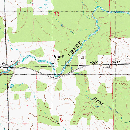 Topographic Map of Bear Creek, WI