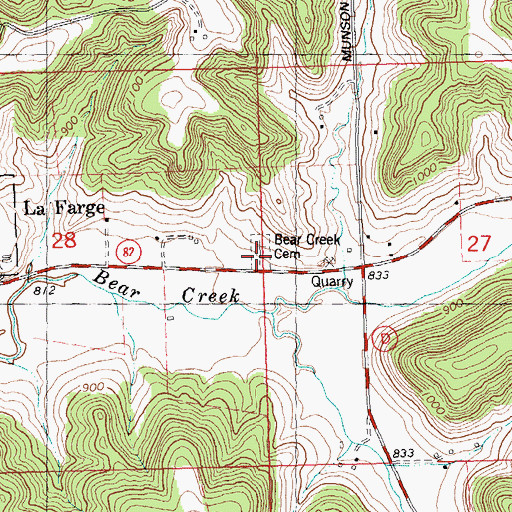 Topographic Map of Bear Creek Cemetery, WI