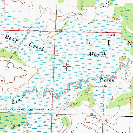 Topographic Map of Bear Creek Marsh, WI