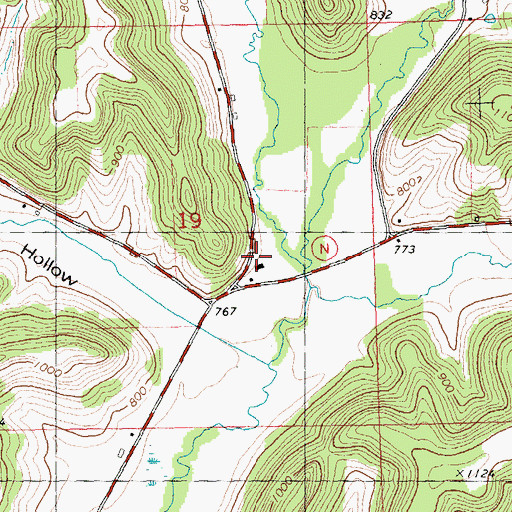Topographic Map of Bear Creek School, WI