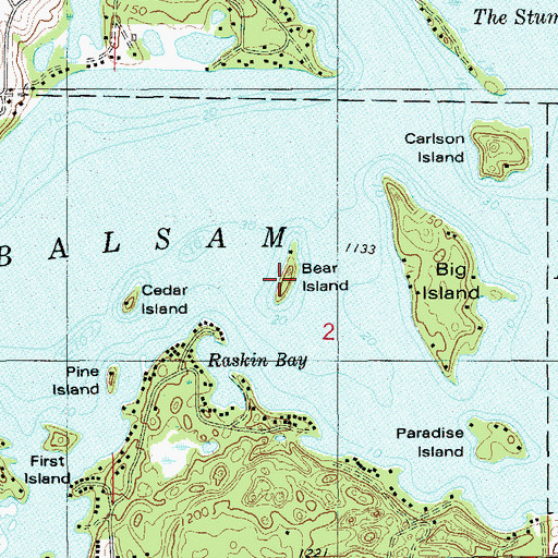Topographic Map of Bear Island, WI