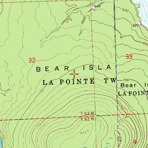 Topographic Map of Bear Island, WI