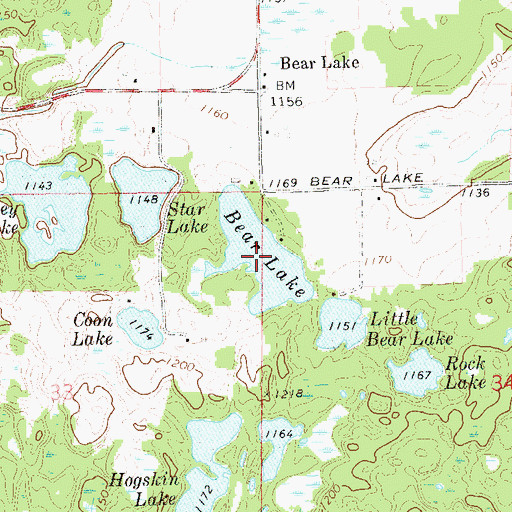 Topographic Map of Bear Lake, WI