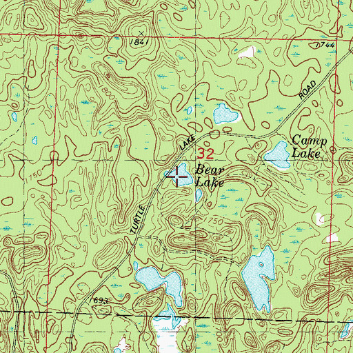 Topographic Map of Bear Lake, WI