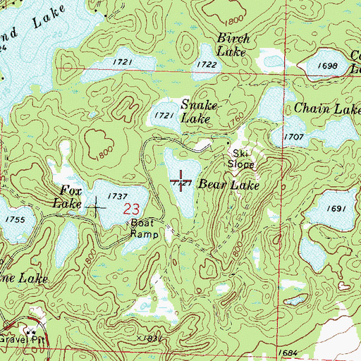Topographic Map of Bear Lake, WI