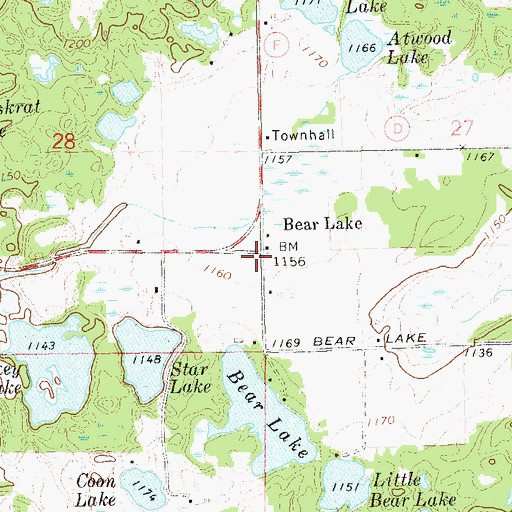Topographic Map of Bear Lake, WI