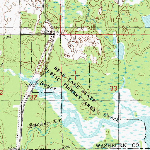 Topographic Map of Bear Lake State Public Fishery Area, WI