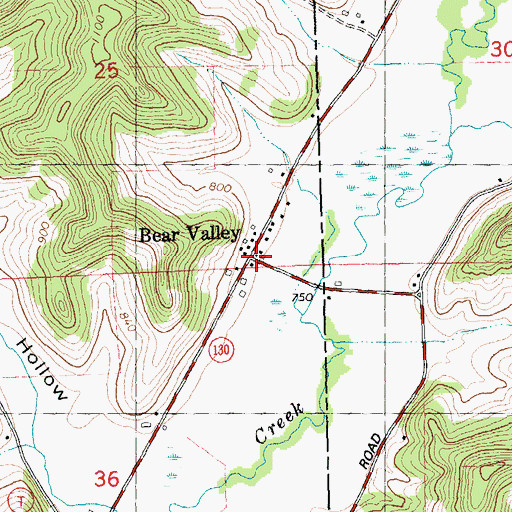 Topographic Map of Bear Valley, WI