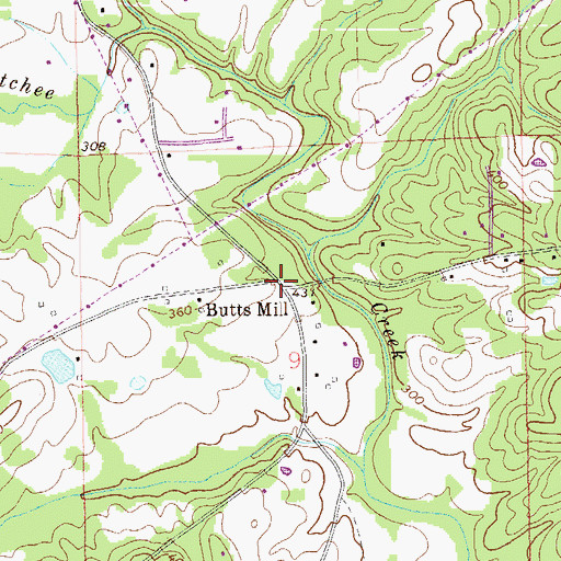 Topographic Map of Butts Mill, AL