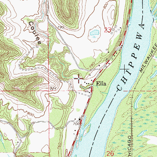 Topographic Map of Bearpen Coulee, WI